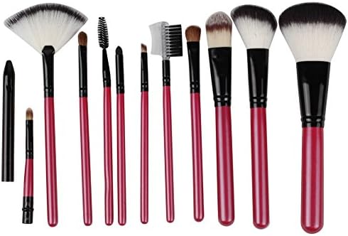 CN CHIC 12Pieces Professional Makeup Brushes Kit Goat Hair Brush With Pink Leather Bag
