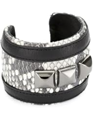 TED ROSSI "Classic" Python Python and Leather Trim Cuff Bracelet