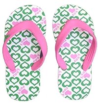 Roxy Green Heart Pattern Flip Flops Size 5