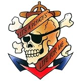 Youth T-Shirt : Its a Pirates Life for Me - Skull Anchor Vintage Tattoo