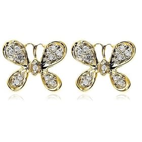 14k White, Yellow, or Rose Gold Diamond Butterfly Earrings (.05 cttw, H-I Color, I2 Clarity)