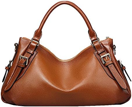 QISHI YUHUA WB Womens Retro Fashion Casual Upscale Red-brown Cowhide Tote Handbag