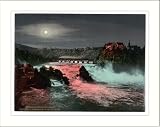 The Falls of the Rhine by Bengal Light Schaffhausen Switzerland, c. 1890s, (L) Library Image