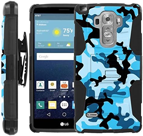 CaseAVE [COMBAT SERIES] Rugged Holster Dual Layer Hybrid Hard Soft rubber Protective Case [Non-Slip] Cover drops and impacts Resilient [ Blue Comoflage ] for LG G Vista 2 H740