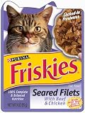 Friskies Cat Food Seared Filets with Beef & Chicken, 3-Ounce Pouches (Pack of 48)