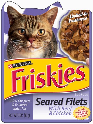 Friskies Cat Food Seared Filets with Beef & Chicken, 3-Ounce Pouches (Pack of 48)