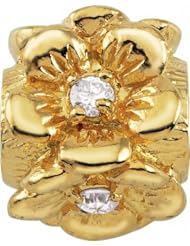 Persona 18K Gold Plated Sterling Silver Gold Flower Charm fits Pandora, Troll & Chamilia European Charm Bracelets