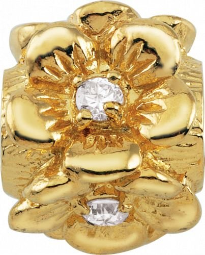 Persona 18K Gold Plated Sterling Silver Gold Flower Charm fits Pandora, Troll & Chamilia European Charm Bracelets