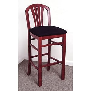 Fan Back Beech Wood Dining - Kitchen Bar Stool, Assembled - Mahogany by Euro Select