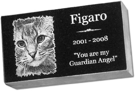 Personalized Custom Engraved Granite Pet Memorial Marker by Eric @ StoneArtUSA / Gravestone Garden Stone Monument Markers Memorials Laser Etched w/ Photo Dog Cat Horse Pets 7x4x2