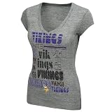 NFL Women's Minnesota Vikings Victory Play III Short Sleeve Deep V-Neck Tri-Blend Tee (Heather Grey, X-Large)