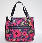 COACH Poppy Floral Print Large Hallie East West Tote in Navy Blue / Multi 22442
