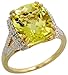 14 Karat Gold Grosser Steinen Ring, mit 5.18 Total Karat of 12x10mm Kissenschliff Hellgruen Topas Stein & Brilliantschliff Diamanten, (12.5mm) breit
