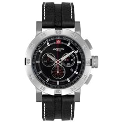 Zodiac Men's ZO7302 Adventure Collection Chronograph Black Leather Watch