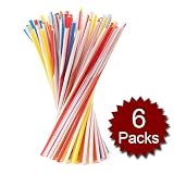 (Price/6 Packs)Soton Flexible Drinking Straws, Multicolor Disposable Straw, 100pcs/pack, Party Supplies