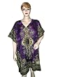 Ethnic Floral Print Purple Satin Crepe Short Caftan Resort Wear Xxl