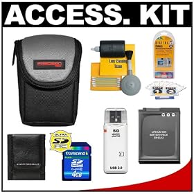 Precision Design Compact Digital Padded Carrying Case + EN-EL12 Battery + 4GB SDHC Card + Cleaning Kit for Nikon Coolpix S70, S610, S610c, S620, S630, S640 & S710 Digital Cameras