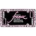White Zebra with Black Stripes and Pink Trim Animal Print Wild Safari Auto Car Truck SUV Vehicle Universal-fit License Plate Frame - Plastic - Single