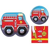 Firefighter Fire Truck 16 Child Birthday Party Bundle - 3 Items: Dinner Plates, Dessert Plates & Napkins