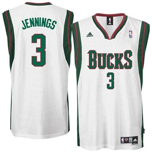 adidas Milwaukee Bucks #3 Brandon Jennings White Swingman Basketball Jersey (XX-Large)