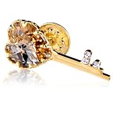 Swarovski Crystal Golden Key November Birthstone Heart Brooches And Pins