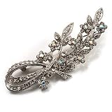 51qWT%2BD4SlL. SL160  Romantic Swarovski Crystal Floral Brooch (Silver&Clear)