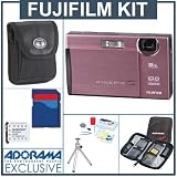Fujifilm FinePix Z200FD Digital Camera Kit, Pink with 8 GB SD Memory Card, Table Top Tripod, Camera Case, Spare LI- NP-45 Lithium-Ion Rechargeable Battery, Slinger Digital Memory Case(4), Professional Lens Cleaning Kit
