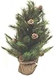 3' Evergreen Pine Christmas Tree with Burlap Sack Base & Pinecones #RC-8729