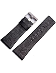 New 30mm Black Leather Watch Band Strap Fit Diesel