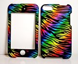 Dark Rainbow Zebra Rubberized Hard Snap on Protective Cover Case for Apple Ipod Touch Itouch 2nd Gen 3rd Gen