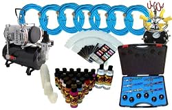 6 AIRBRUSH NAIL ART PAINT STENCIL KIT-w/Tank Compressor