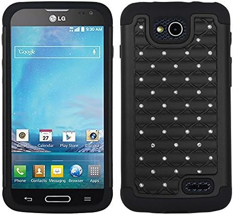 Diamonds Skin Armor Hybrid Cover Protector Phone Case LG Optimus L90 + FREE PRIMO DESIGN CARTOON FOLDABLE TOTE BAG (BLACK)