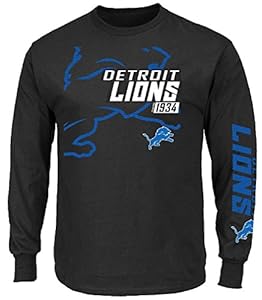 Detroit Lions Black Dual Threat VI Long Sleeve Tee By Majestic (Small)