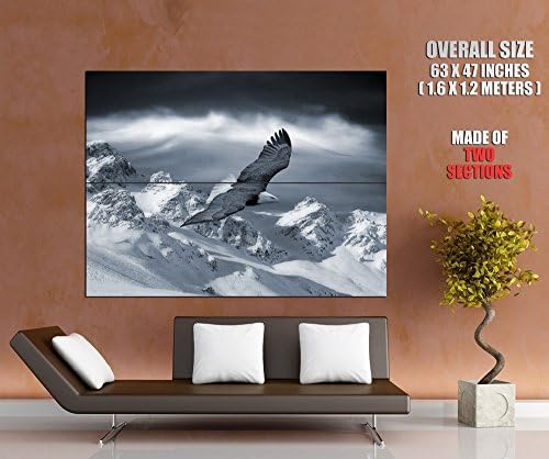 Flying Eagle Snow Mountains Animal Print POSTER GIGANTIC SIZE 63x47 inches (160x120 cm) - made of 2 sections
