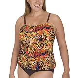 Women's Plus Size Mossimo Black: Swim Set - Brown/ Red/ Navy
