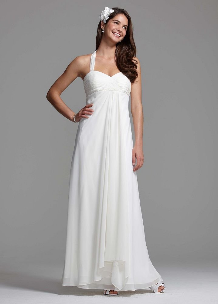 DB Studio Wedding Dress: Halter Chiffon A-Line with Center Front Draping Style BR1016