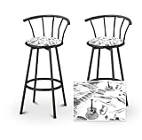 2 Musical Instrument Band Themed Specialty / Custom Black Barstools with Ba ....