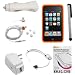 Search : GTMax Orange Soft Rubber Silicone Skin Cover Case + Rapid Car Charger + Home Charger + USB Data Cable + 3.5mm Stereo Headset + Full Front LCD Screen Protector + Stylus Silver for Apple iPod Touch 8GB 32GB 64GB 3rd 3G Generation NEWEST MODEL