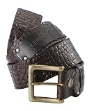 Police - Croc Brown Bars Buckle Belt