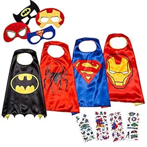 Superhero Costumes - Child Superhero Cape, Mask - Glow Logo Halloween Costumes