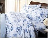 Pike Street 135-Gram Printed Flannel Full/Queen Duvet Cover, Blue Bouquet