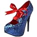 Pleaser Women's Teeze-10G Platform Pump,Blue Glitter,8 M US