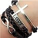 Susenstone®Vintage Cross Bracelet, Infinity Love Leather Rope Infinite Bangle (Black)