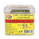 Grip-Rite 8d Cooler - 2-3/8-Inch x .113 Vinyl Coated, Smooth Shank, Round Head, 15? Wire-weld Collated, Coil Framing Nails - 500 per tub