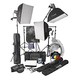 Square Perfect Professional Quality Studio Flash & Strobe Kit Includes Softboxes Backdrop Muslin Boom