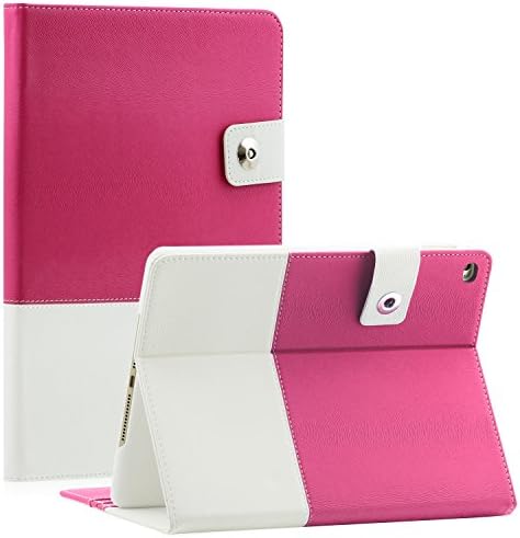 SAVEICON - Pink Hybrid iPad Air 2 / iPad 6th Gen PU leather Folio Case Cover with Card Slots Auto Wake / Sleep Smart Cover Book Shell Stand for Apple iPad Air 2 6th Gen Wifi 3G 4G LTE with Built-in Stand