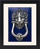 Lion polished brass door knocker, Georgian house, Merrion Square, Dublin, Framed Prints