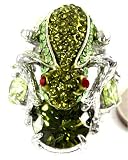 Beautiful Swarovski Crystal Covered Green Frog on Crystal Fashion Ring Size 7, 7.5