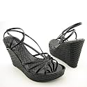 GUESS by Marciano Women's Birdie Wedge, 9.5M Black Patent