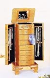 Deluxe Light Oak Wood Finish Jewelry Armoire
